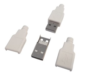 Wtyk USB A na kabel z osłonką, biały