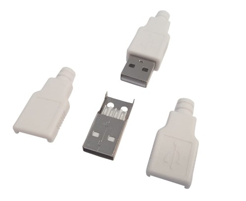 Wtyk USB A na kabel z osłonką, biały