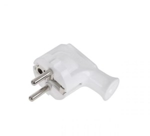 Wtyk sieciowy WT-35 kątowy, biały z uziemieniem, unischuko