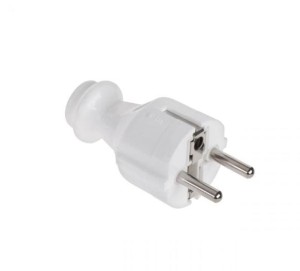 Wtyk sieciowy WT-30 z uziemieniem, biała, unischuko