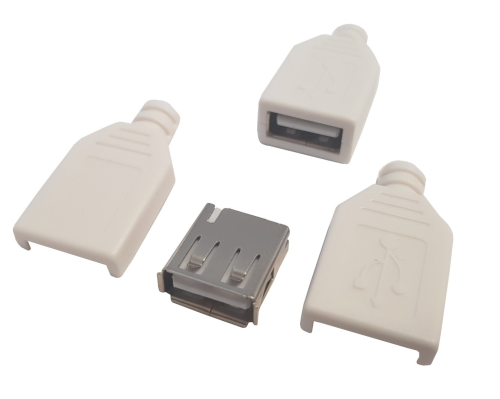 Gniazdo USB A na kabel, z osłoną, białe