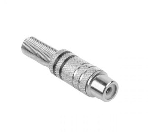 Gniazdo cinch na kabel, nikiel, 2 paski (RCA)