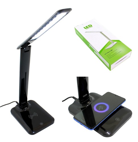 Lampka LED z ładowarką intukcyjną QI czarna