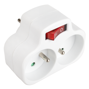 Rozgałęźnik sieciowy R-270WS, 2 gniazda z uziemieniem, okrągłe z wyłącznikiem MONTIS