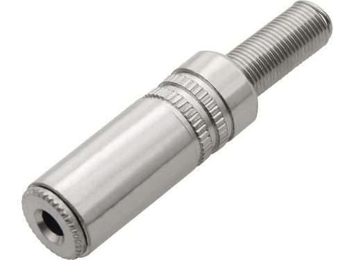 Gniazdo Jack 3,5 mono, na kabel, metalowe