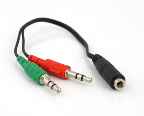 Kabel gniazdo jack 4 polowy -2 wtyki jack 3,5 stereo 20cm
