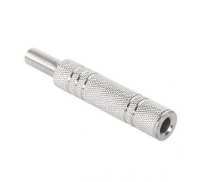 Gniazdo Jack 6.3 stereo, na kabel, metalowe, niklowane