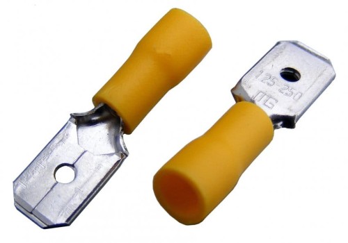 Końcówka konektorowa męska 6,3mm, izolowana, żółta