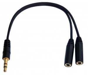 Rosgałęźnik wtyk jack 3,5 stereo - 2 gniazda jack 3,5 na kablu slim czarne