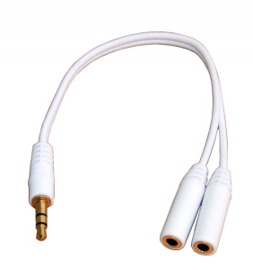 Rosgałęźnik wtyk jack 3,5 stereo - 2 gniazda jack 3,5 na kablu slim białe