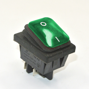 Przełącznik KCD4-B 16A 250V podwójny ON-OFF IP65 zielony