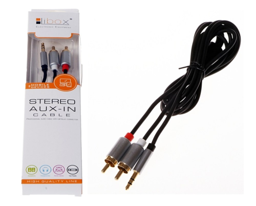Kabel jack 3,5 - 2x RCA, 1,5m, AUX, LIBOX LB0092