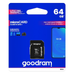 Karta pamięci microSD 64GB Goodram, klasa 10 UHS-1 z adapterem
